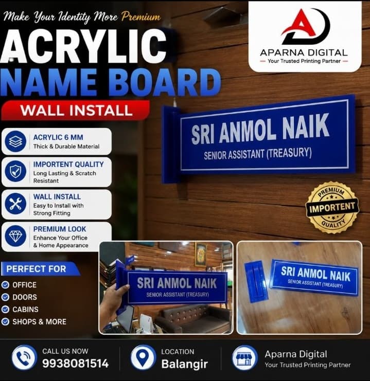 Wall Installed Acrylic Name Board